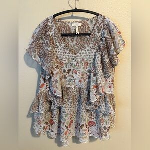 Matilda Jane Multicolor Floral Ruffle Blouse